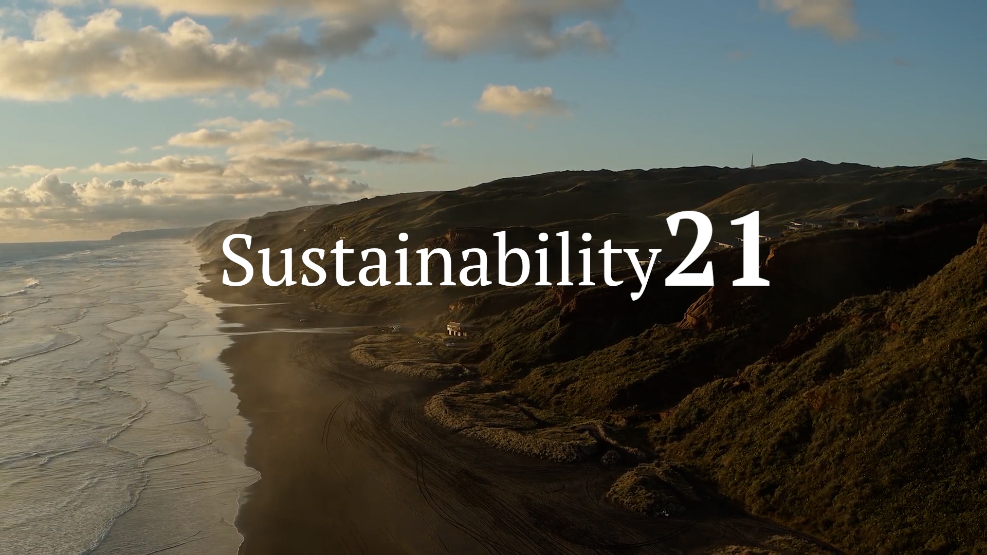 new zealand landscape with Sustainability 21 text